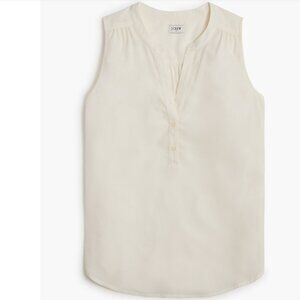 J. Crew Sleeveless V-Neck Popover Top Size Large Ivory